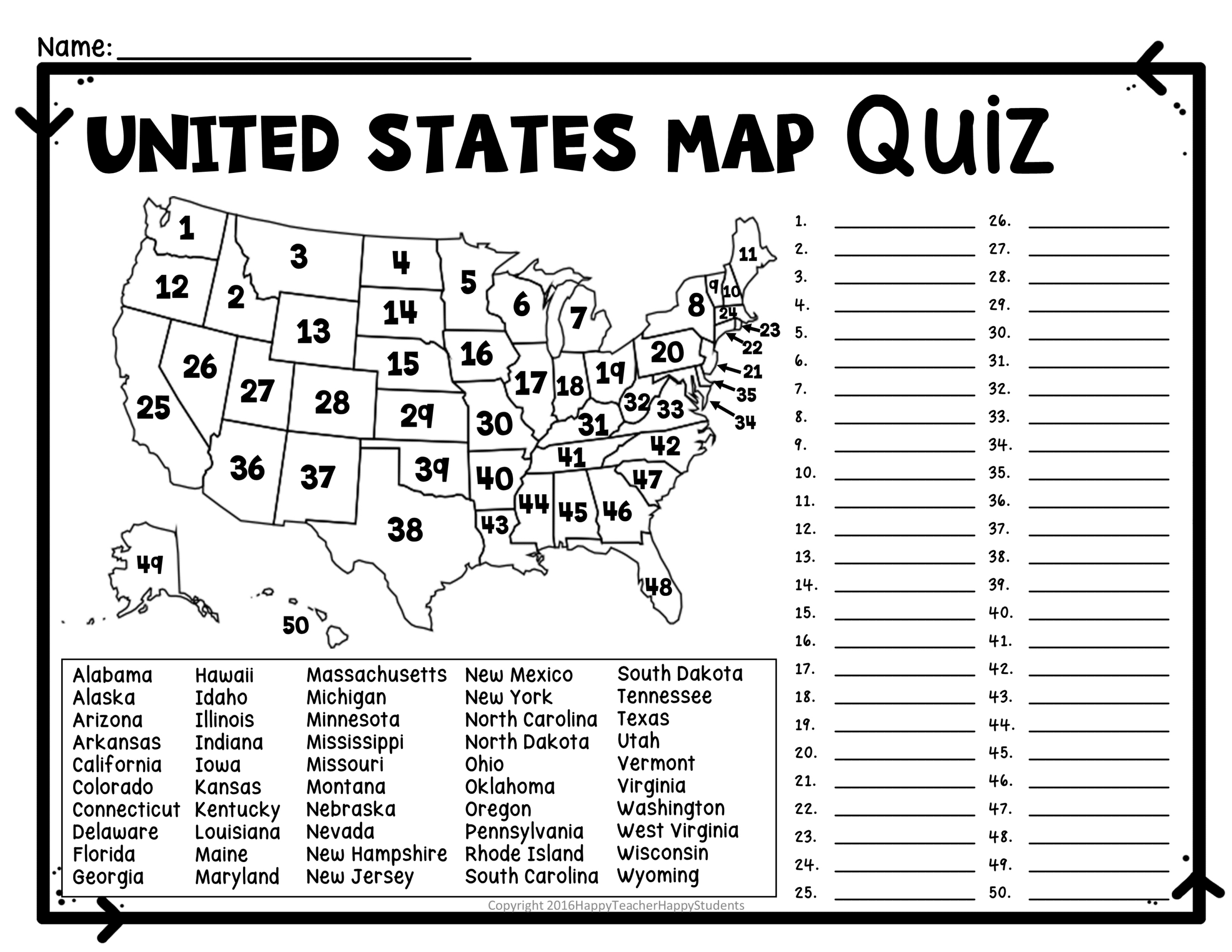 United States Map Quiz & Worksheet- Usa Map Test W/ Practice Sheet with regard to United States Map Quiz Printable