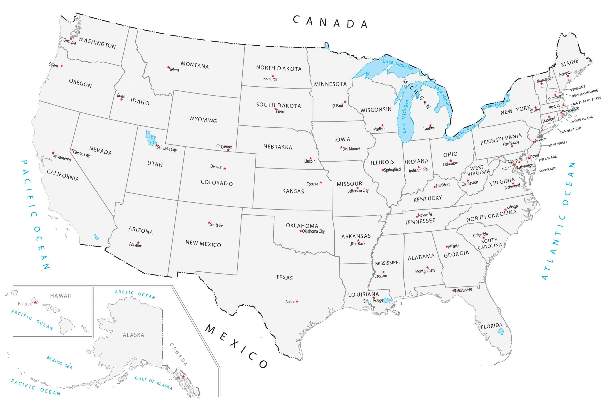 United States Map With Capitals - Gis Geography with Us Map And Capitals Printable