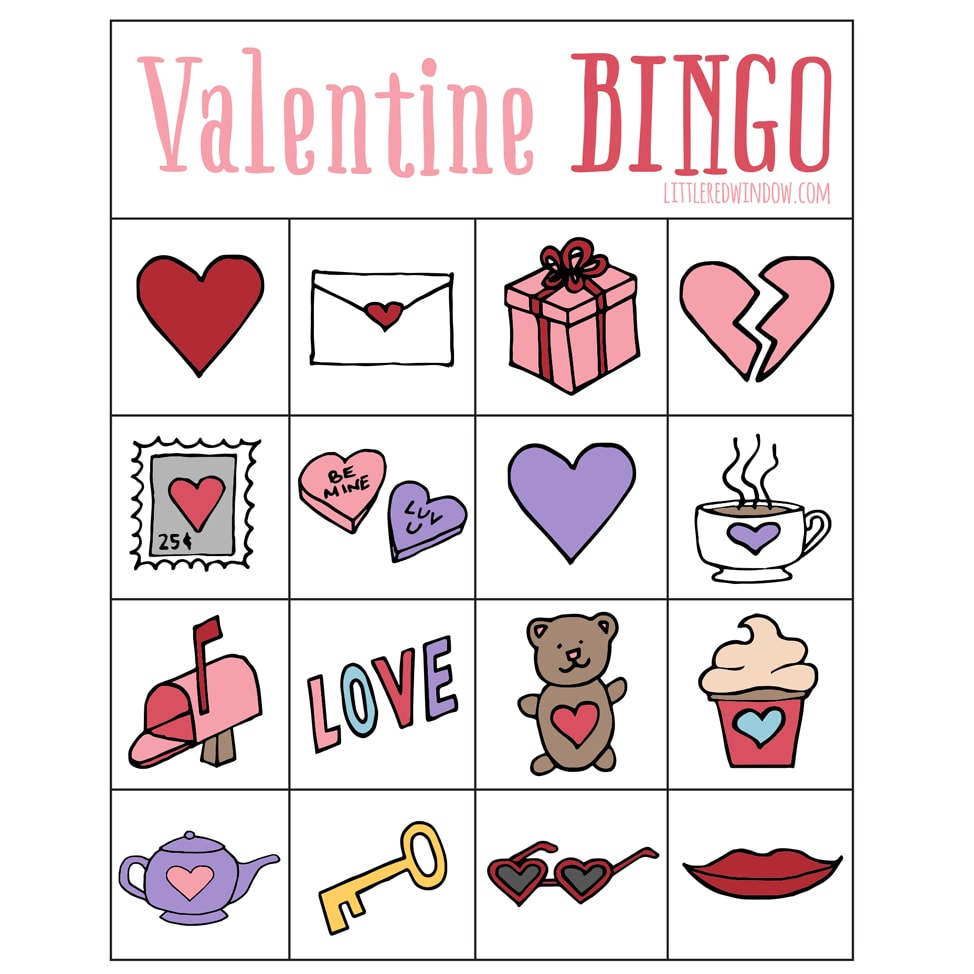 Valentine'S Bingo - Free Printable - Little Red Window intended for Valentine Bingo Free Printable
