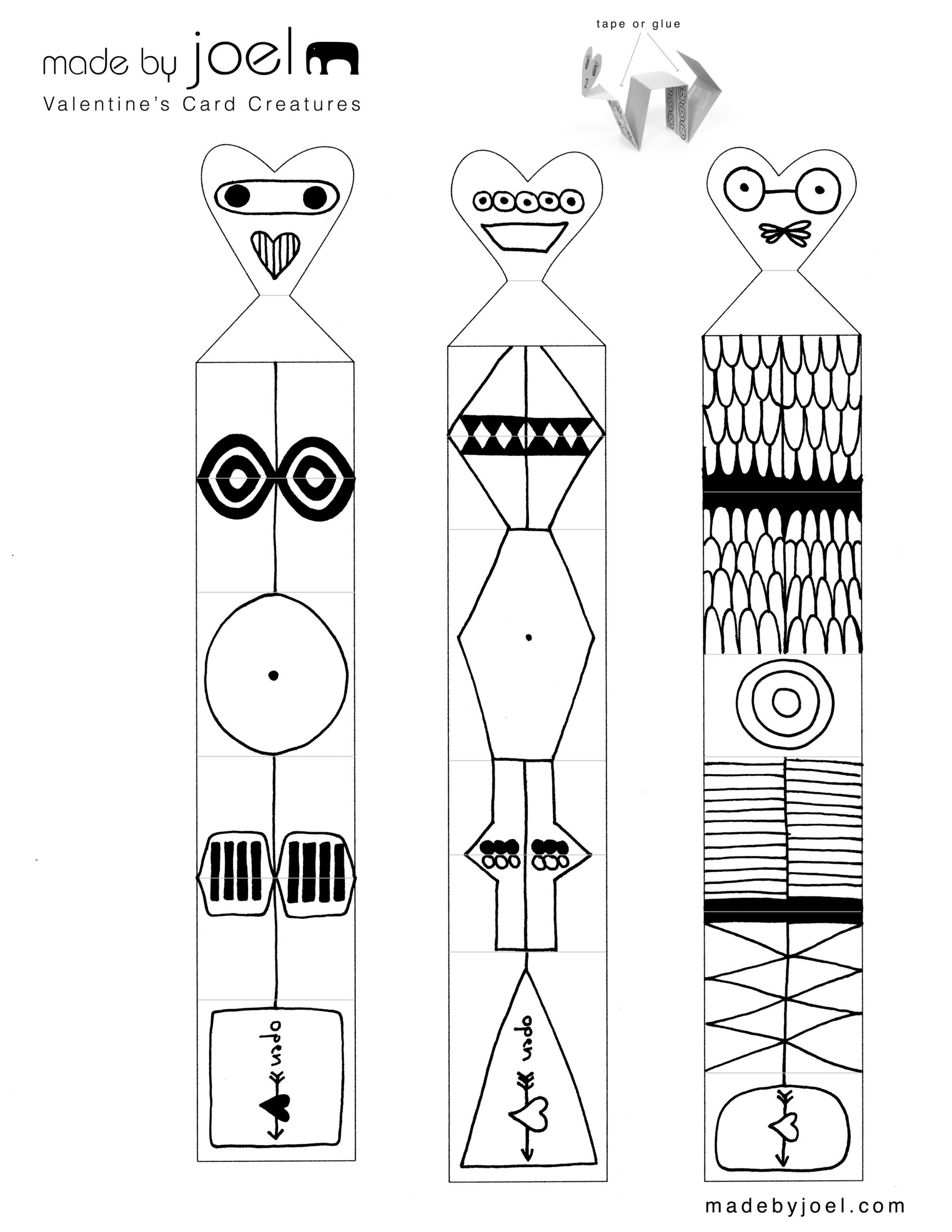 Valentine'S Card Creatures | Kids Craft Printable – Madejoel with regard to Printable Valentine's Day Crafts For Preschoolers