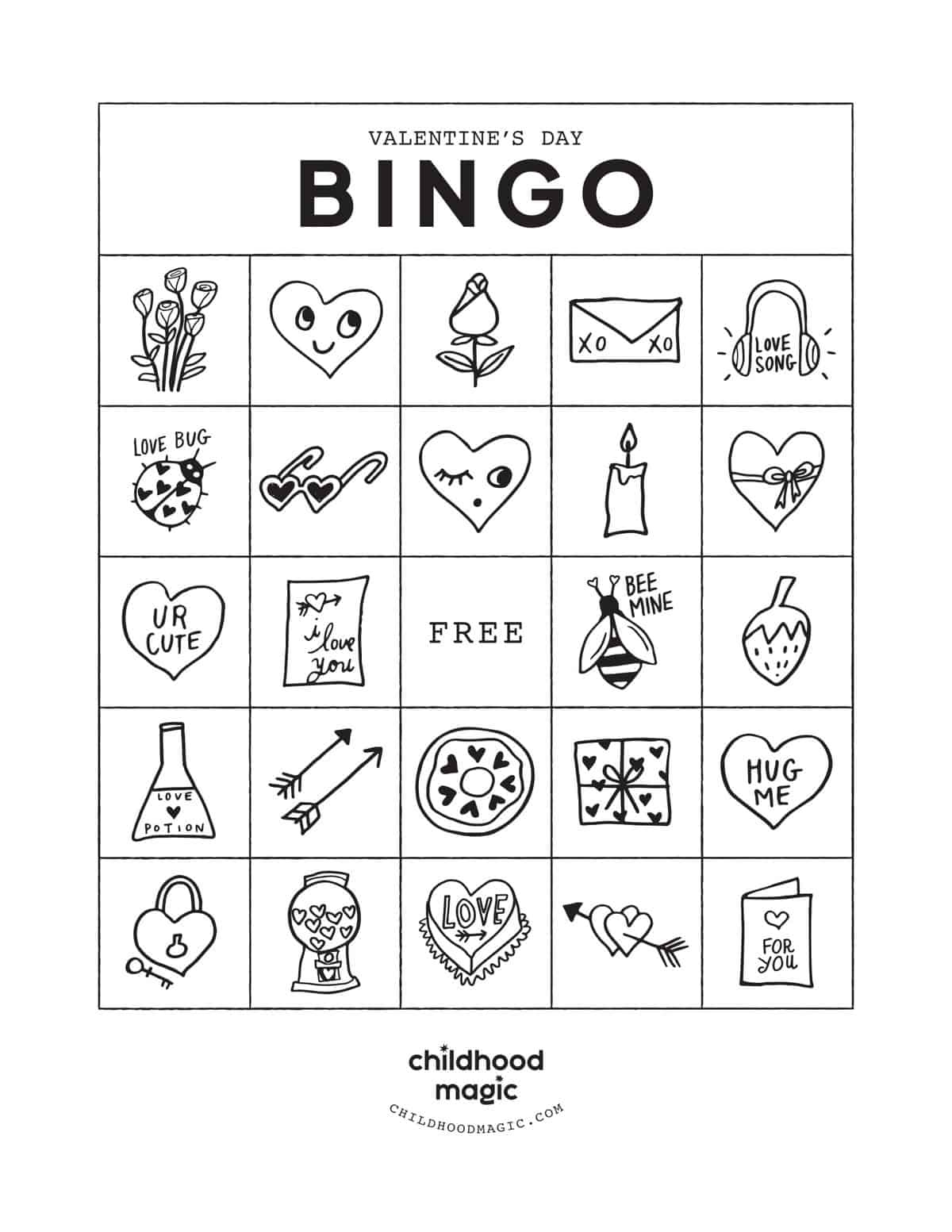 Valentine'S Day Bingo - Childhood Magic pertaining to Valentine'S Day Bingo Free Printable