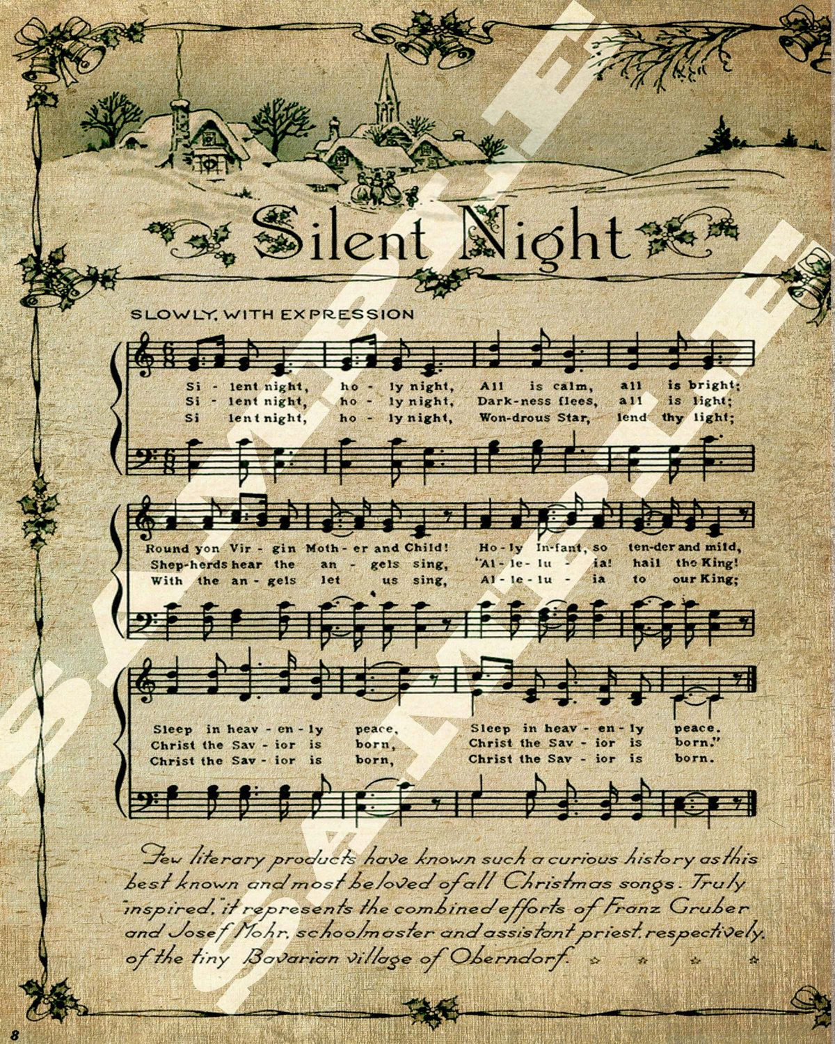Vintage Christmas Sheet Music Silent Night - 11 Free Pdf for Printable Sheet Music Silent Night