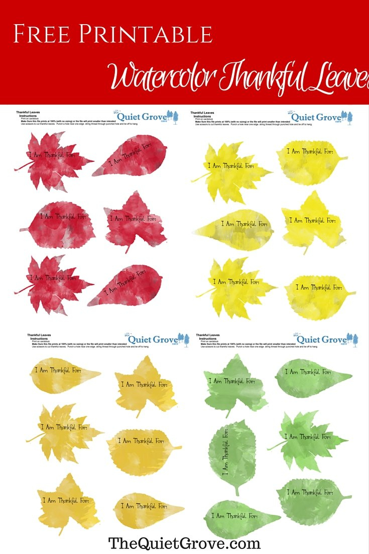 Watercolor Thankful Leaves Free Printable ⋆ The Quiet Grove with regard to Thankful Leaves Free Printable
