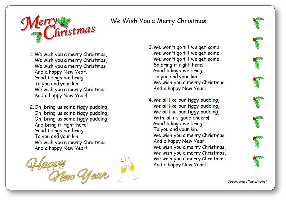 We Wish You A Merry Christmas - Lyrics In English And In French with regard to Printable Lyrics We Wish You a Merry Christmas