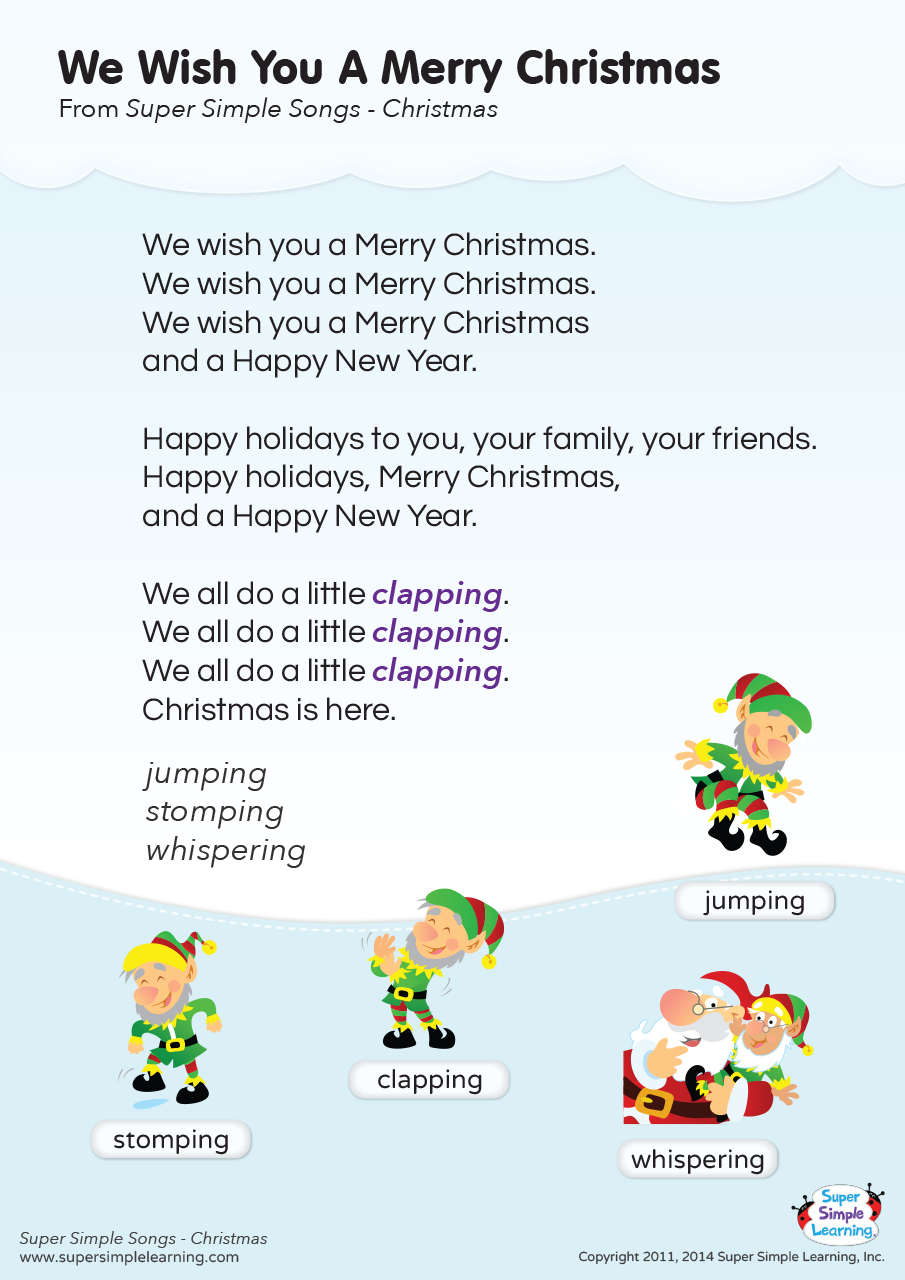 We Wish You A Merry Christmas Lyrics Poster - Super Simple pertaining to Printable Lyrics We Wish You a Merry Christmas