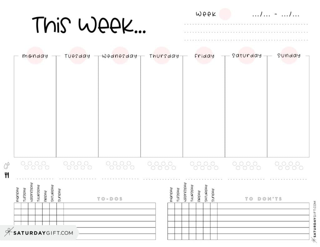 Weekly Planner Printable - 39 Cute Free Weekly Calendar Templates for Week At A Glance Printable Free