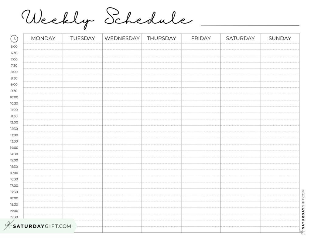 Weekly Planner Printable - 39 Cute Free Weekly Calendar Templates with regard to Weekly Schedule Template Printable Free