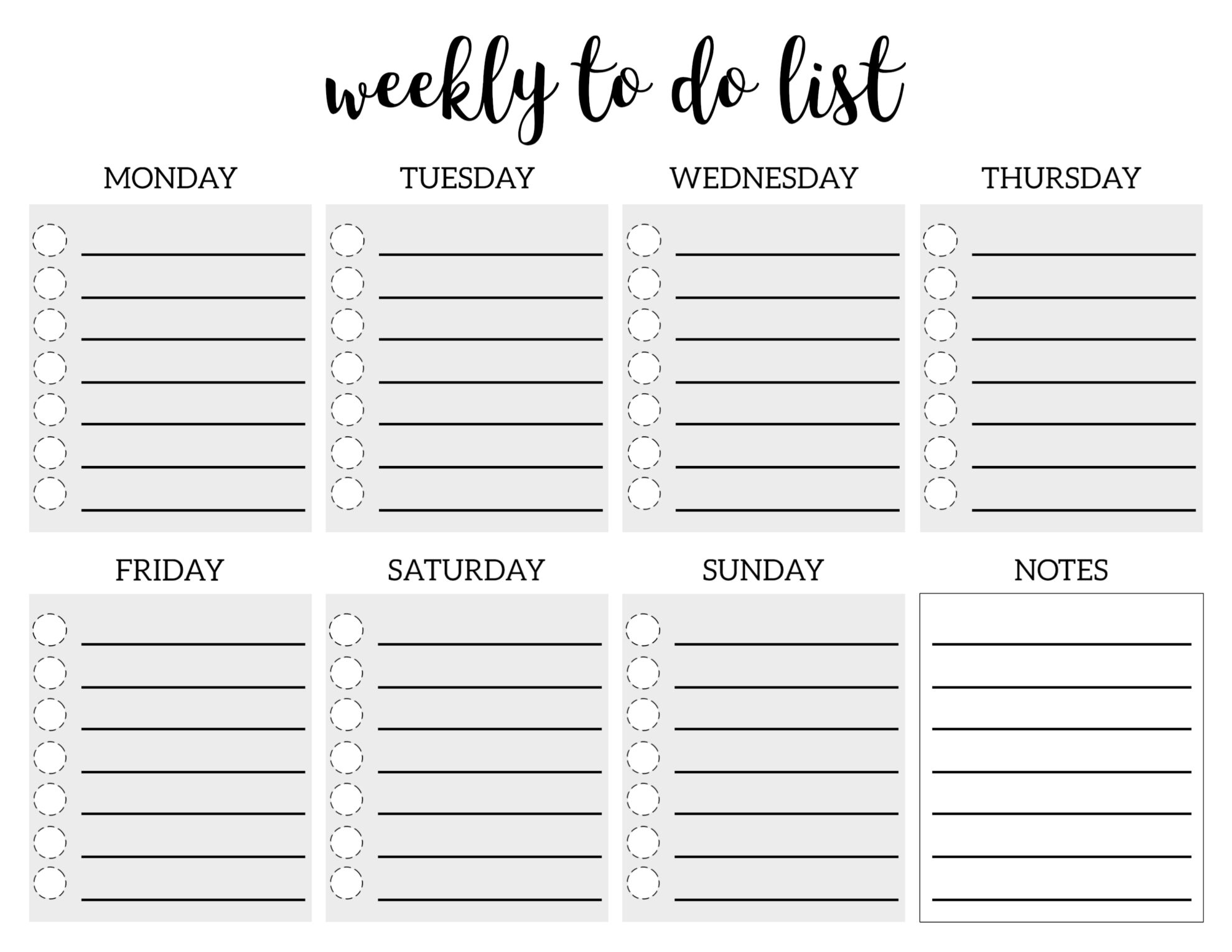 Weekly To Do List Printable Checklist Template - Paper Trail Design regarding Weekly To Do List Printable