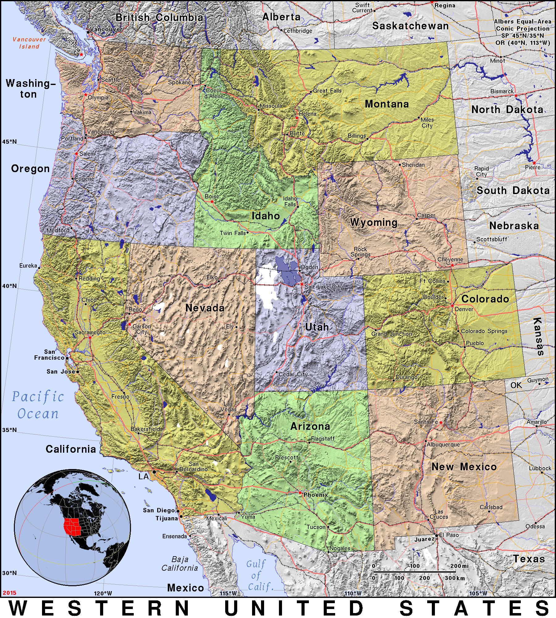 Western United States · Public Domain Mapspat, The Free, Open intended for Western United States Map Printable