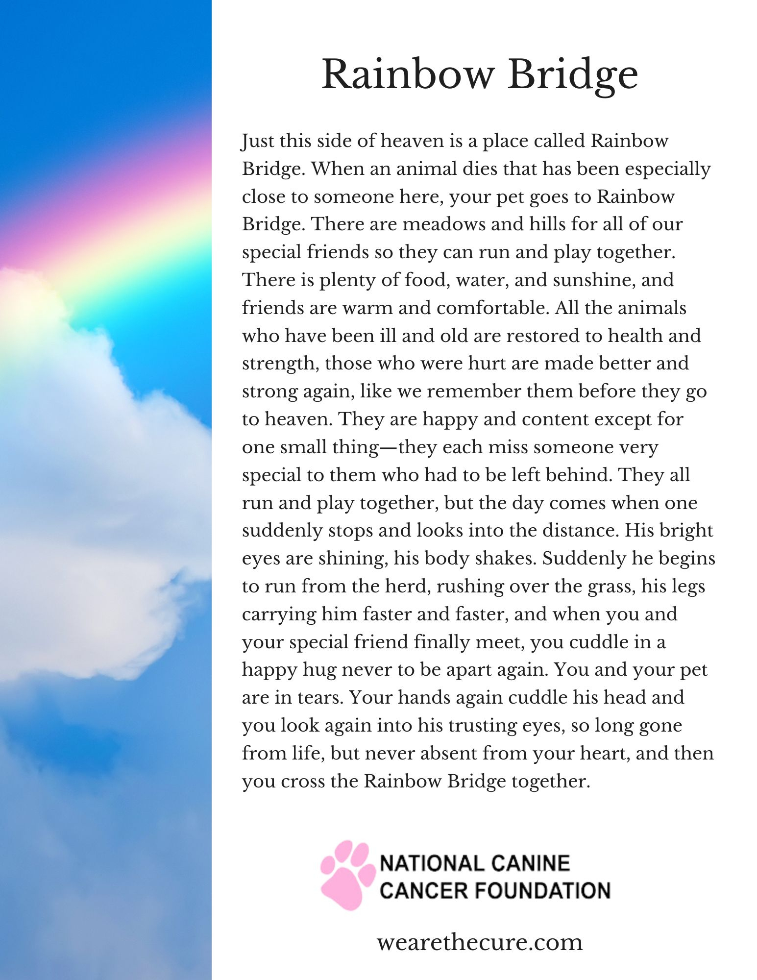 What The Rainbow Bridge Poem Gets Perfectly Right About Pet Loss with regard to Free Printable Rainbow Bridge Poem